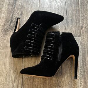Neiman Marcus Black Velvet Heeled Boots